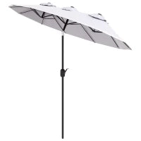 Ombrellone da Giardino Doppio Inclinabile con Apertura a Manovella, 295x152x222cm, Bianco