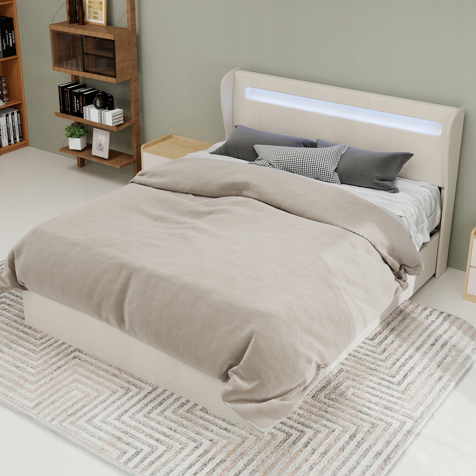 Letto imbottito con struttura sollevabile - Xylo - 140x200 - Beige