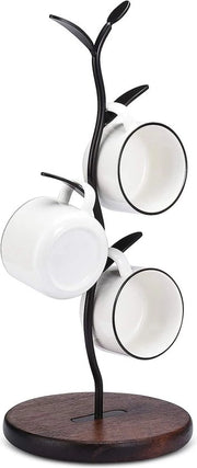 Sistema di appoggio per tazze da caffè e tè - organizzatore per caffetteria e cucina - nero - 4 ganci