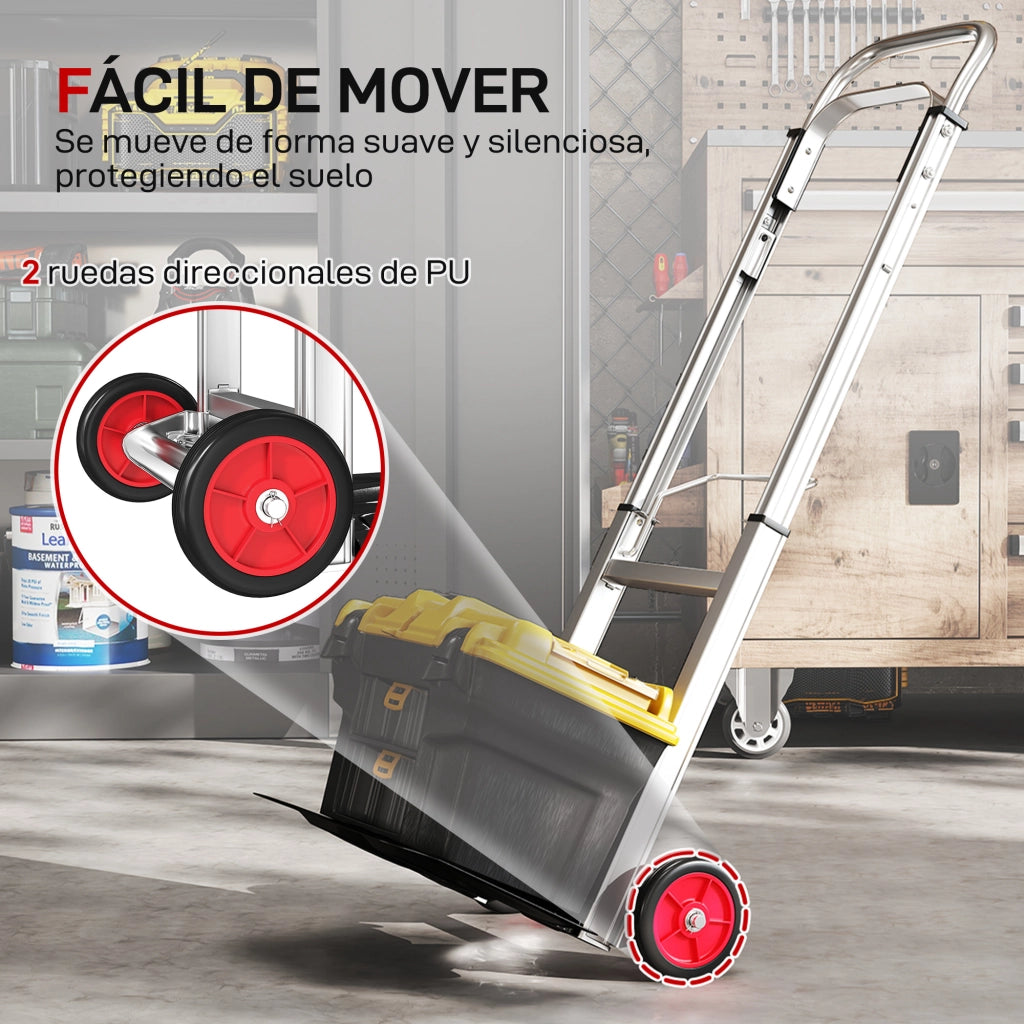 Carrello Pieghevole in Alluminio ¨C Xylo ¨C Capacit¨¤ 90kg, Manico Telescopico, 40x41x108cm, Argento e Nero