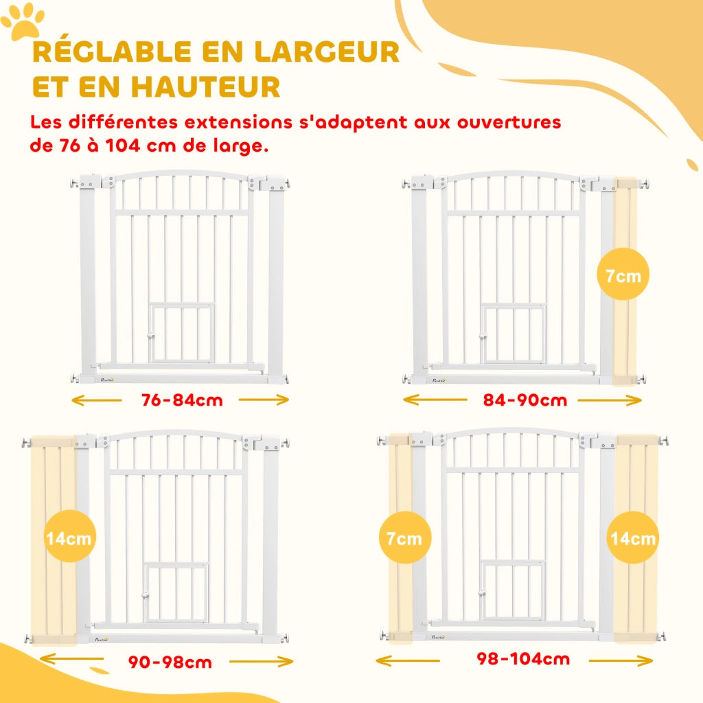 Barriera di Sicurezza per Cani a Doppia Chiusura ¨C Minimal ¨C Bianco 76-104 cm
