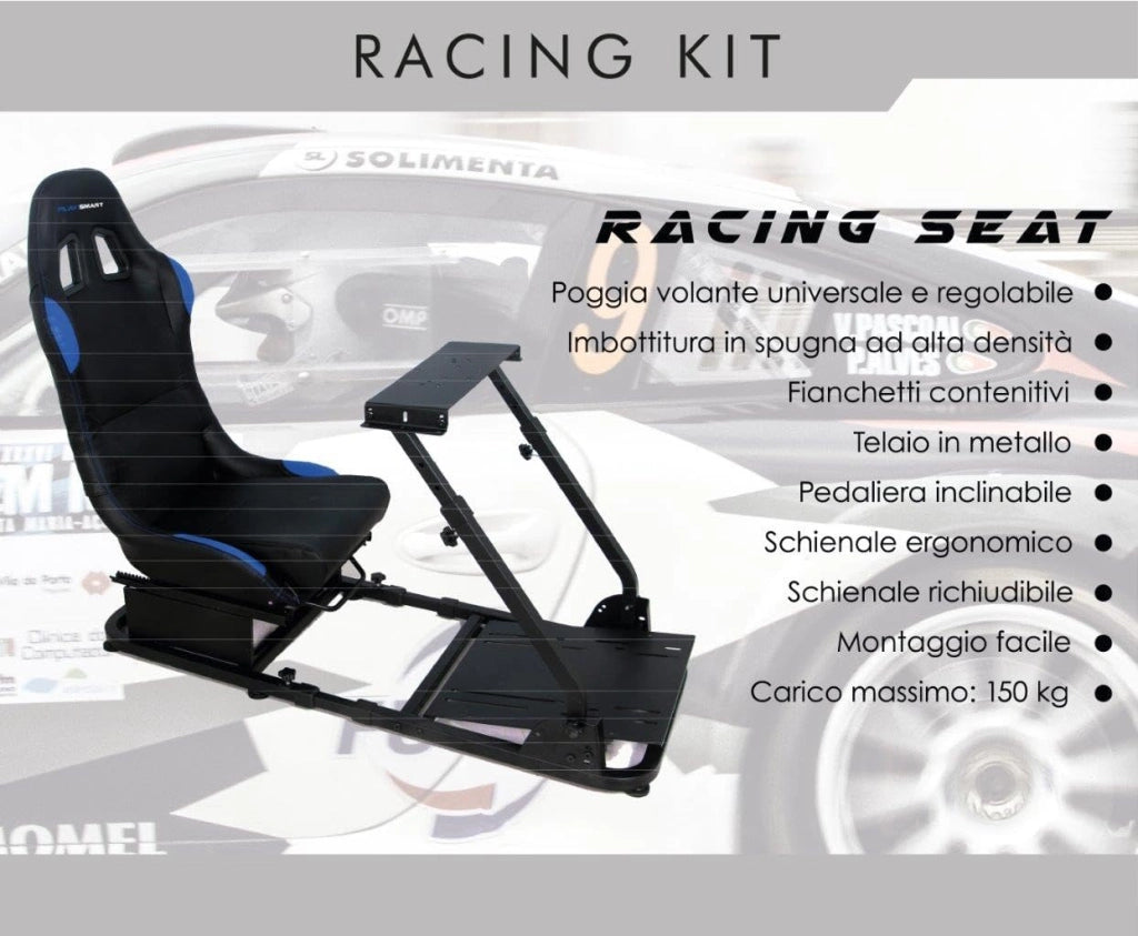 EGOTECH Smart Racing Seat Simulatore di guida con seduta incorporata, Pieghevole Postazione Simulatore Guida Supporto da Corsa Racing Regolabile Cabina di Guida
