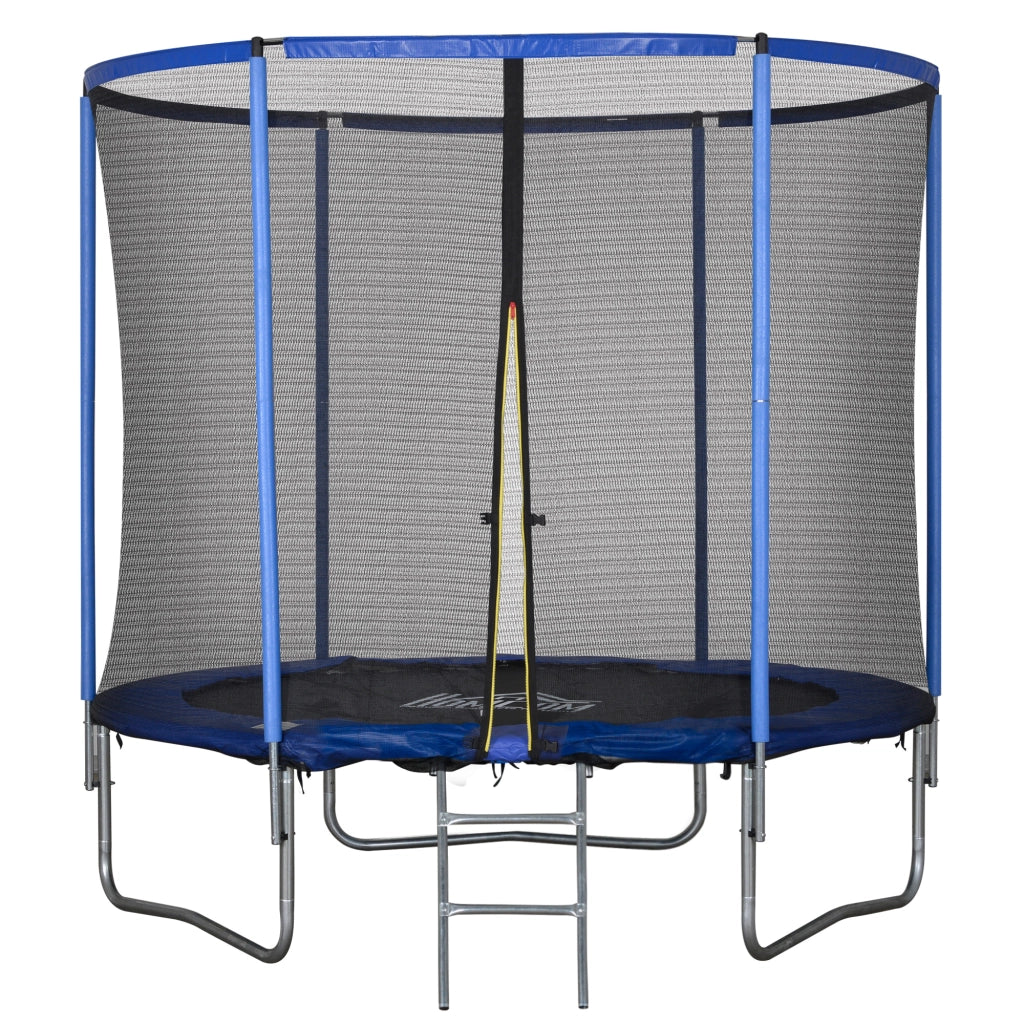 Trampolino Elastico da Esterno, Tappeto Elastico per Adulti da Giardino con Rete di Sicurezza e Bordo Imbottito, Giochi da Giardino e Casa, ?244x240cm, Blu e Nero
