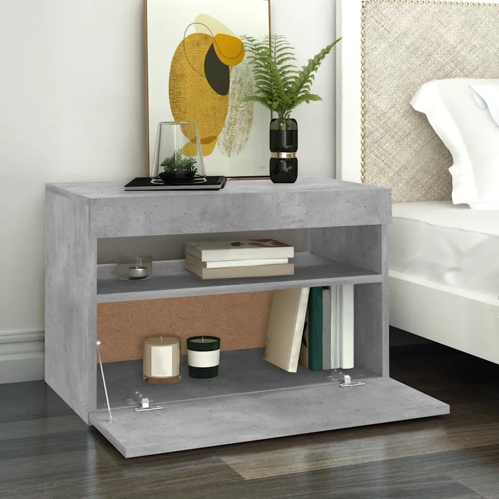 Mobile Porta TV con Luci LED Grigio Cemento 60x35x40 cm 804417