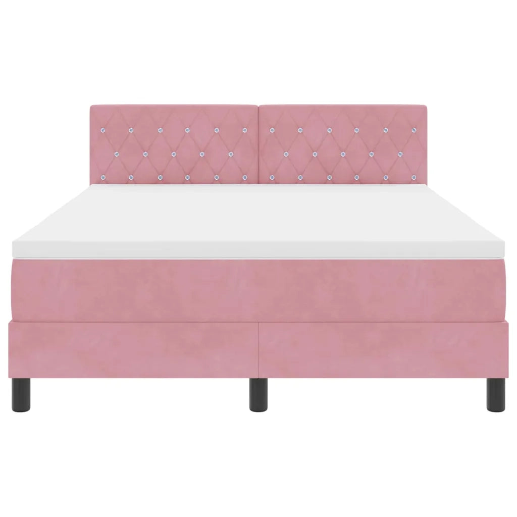 Letto a molle con materasso Rosa 140 x 200 cm Velluto 3339115