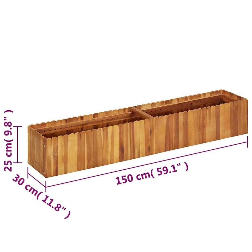 Garden Raised Bed 150x30x25 Cm Solid Acacia Wood
