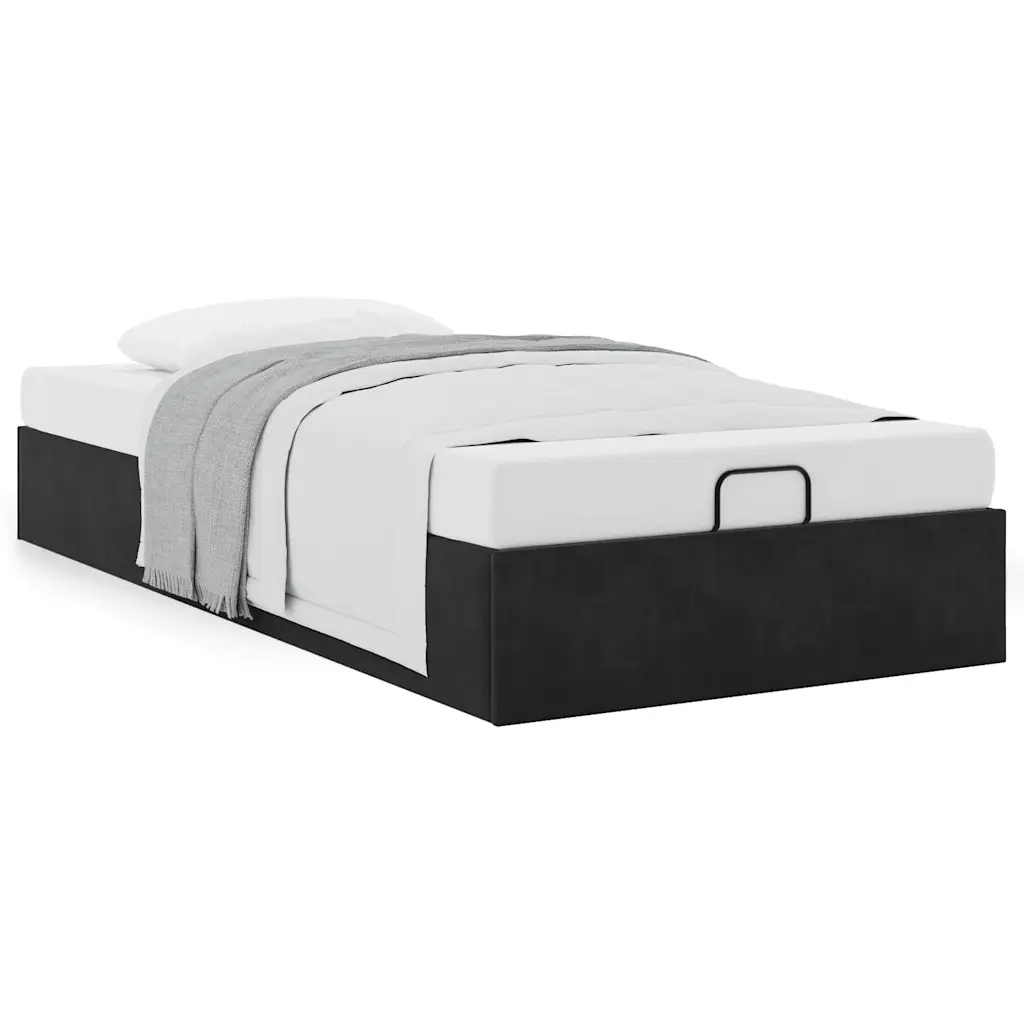 Struttura Letto Pouf Senza Materasso Nero 80x200 cm Velluto 3310927