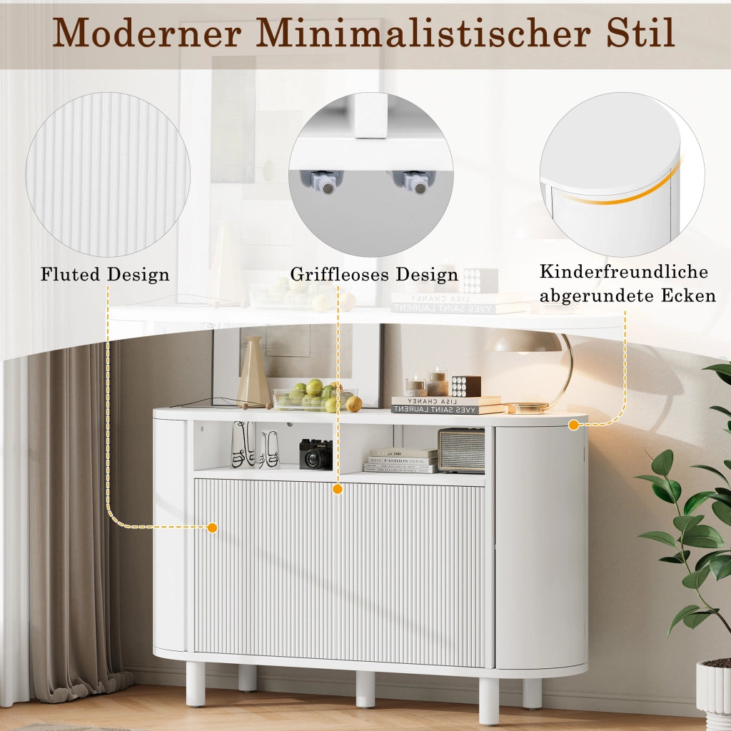 Credenza con 2 ante e ripiani regolabili per ingresso in MDF 120×38×77 cm bianco