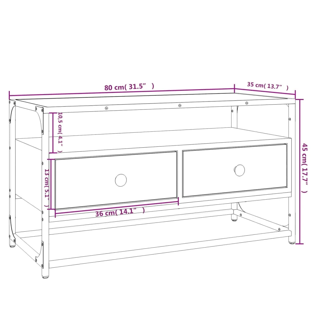Mobile TV multimediale mensola TV credenza TV sala da pranzo soggiorno camera da letto Sonoma 80 x 35 x 45 cm legno ingegnerizzato grigio 02_0028459