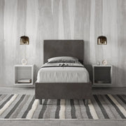 Letto imbottito Singolo 90x200 cm Adele - Con rete,Microfibra,Grigio