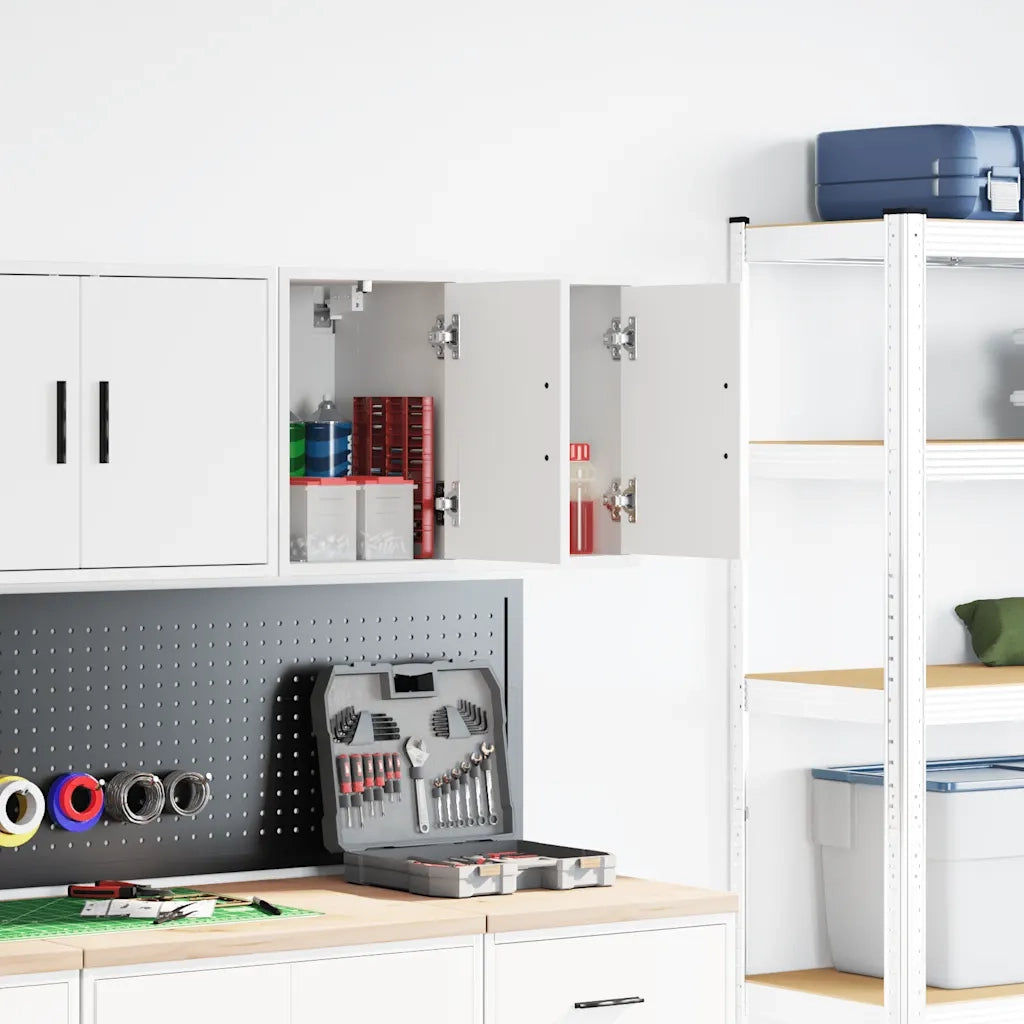 vidaXL Pensili per Garage 2 pz Bianco in Legno Multistrato
