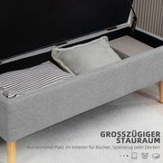 PANCA CONTENITORE 110 x 39 x 45 cm Grigio Effetto lino