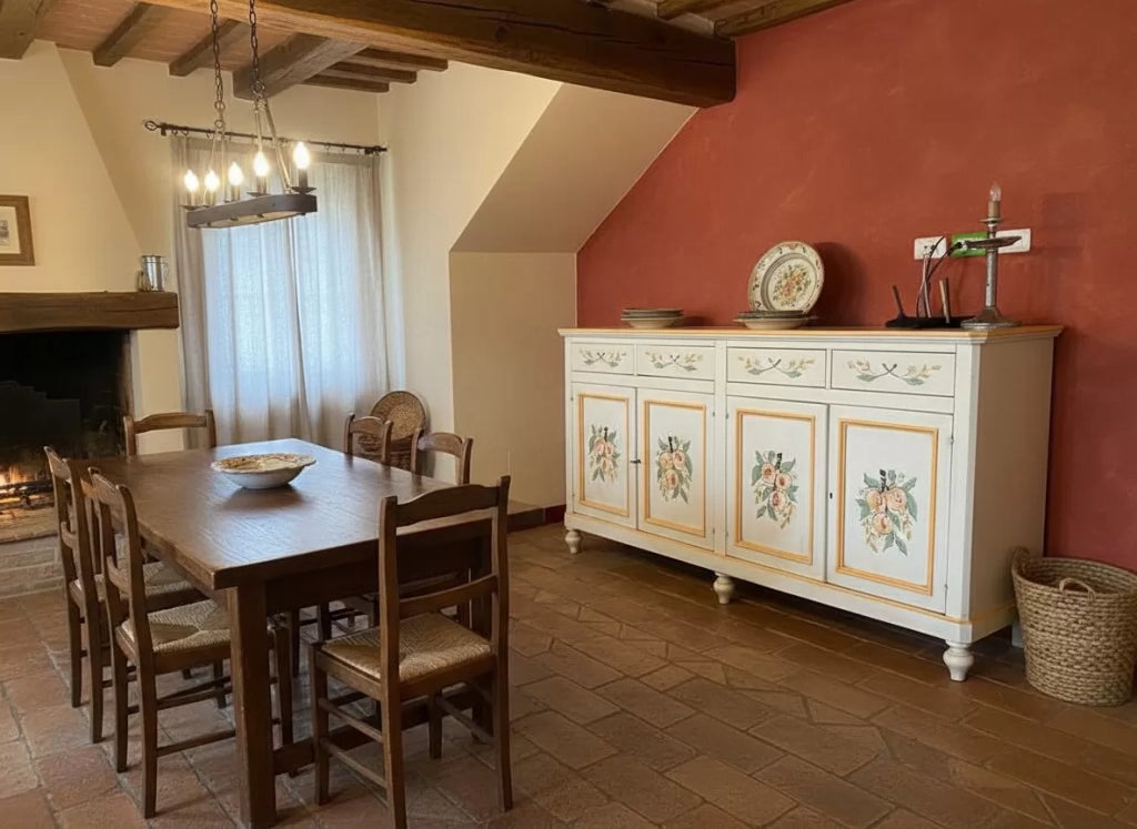 Madia credenza in legno provenzale laccata a mano 4 porte 198x50x107 - Mobili 2G