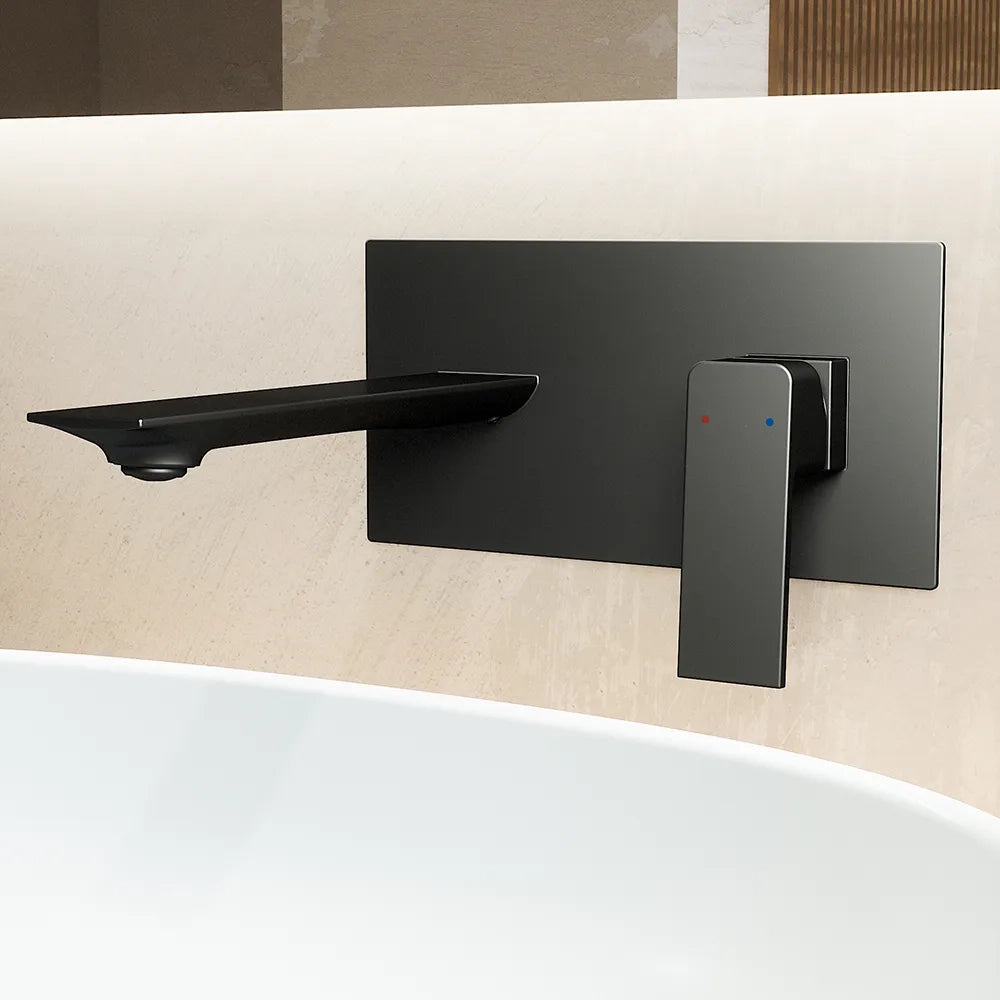 Coppia miscelatori lavabo ad incasso bidet senza scarico nero opaco | Ingrid