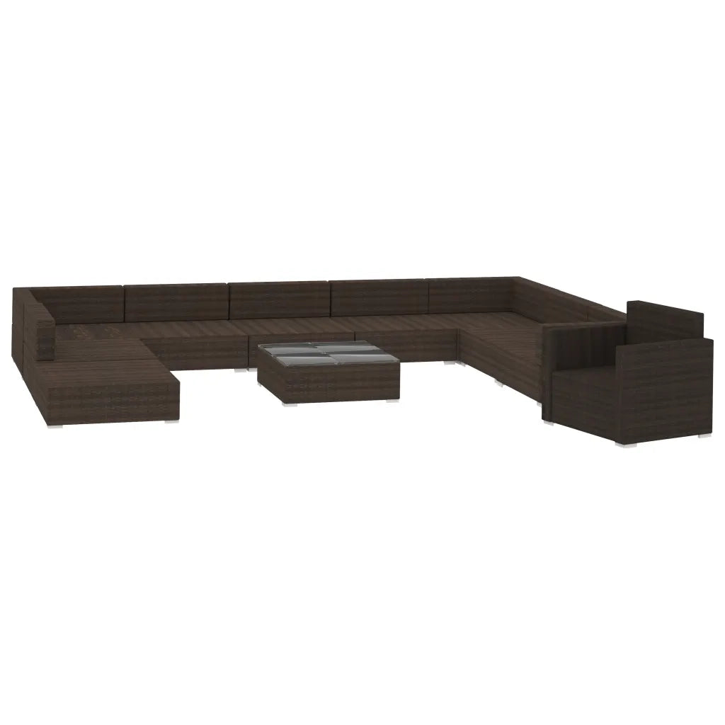 Set Divani da Giardino 11 pz con Cuscini in Polyrattan Marronecod mxl 70474