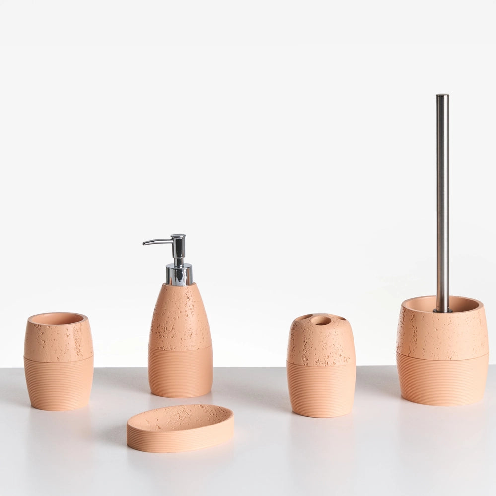 Set di 5 accessori per il bagno Dispenser per portasapone Spazzola da toilette Porta spazzolini arancione stile elegante