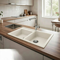 Lavello 86 cm da incasso in sintetico effetto granito due vasche - Avena