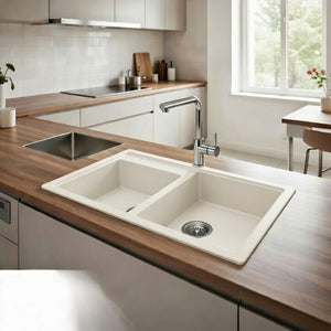 Lavello 86 cm da incasso in sintetico effetto granito due vasche - Avena