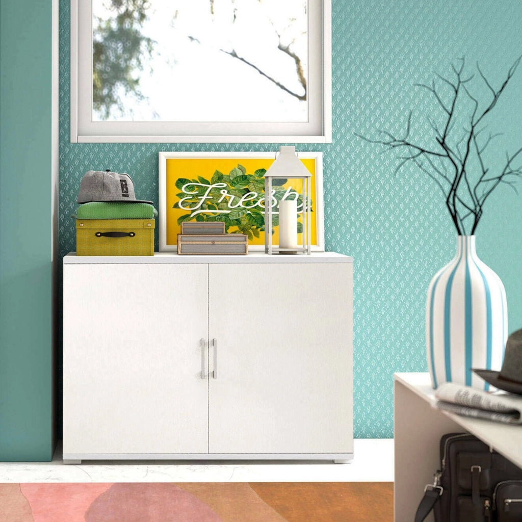 Serafinito, Armadio Multiuso 2 Ante un Ripiano Made in Italy, 90x66h cm Bianco