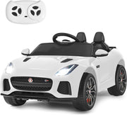 Jaguar Auto Elettrico 12 V per Bambini, Macchina Elettrica con Telecomando, con Luci Musica Storia, Avvio Lento, Velocità 3-5 km/h (Bianco)