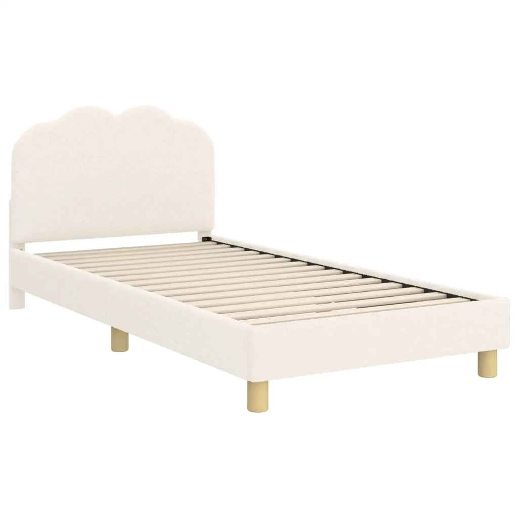 Struttura letto bambini con testata Crema 80 x 200 cm Bouclé