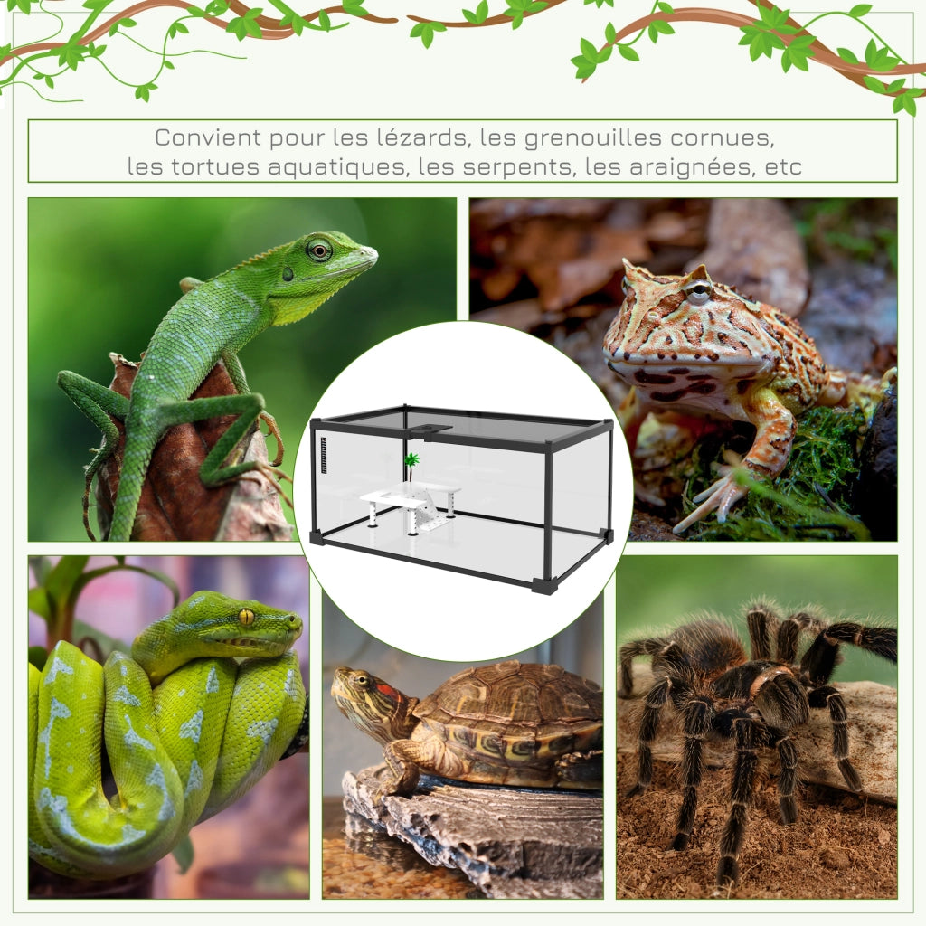 Terrario per Rettili ¨C Xylo ¨C Coperchio Scorrevole con Griglia Metallica Trasparente