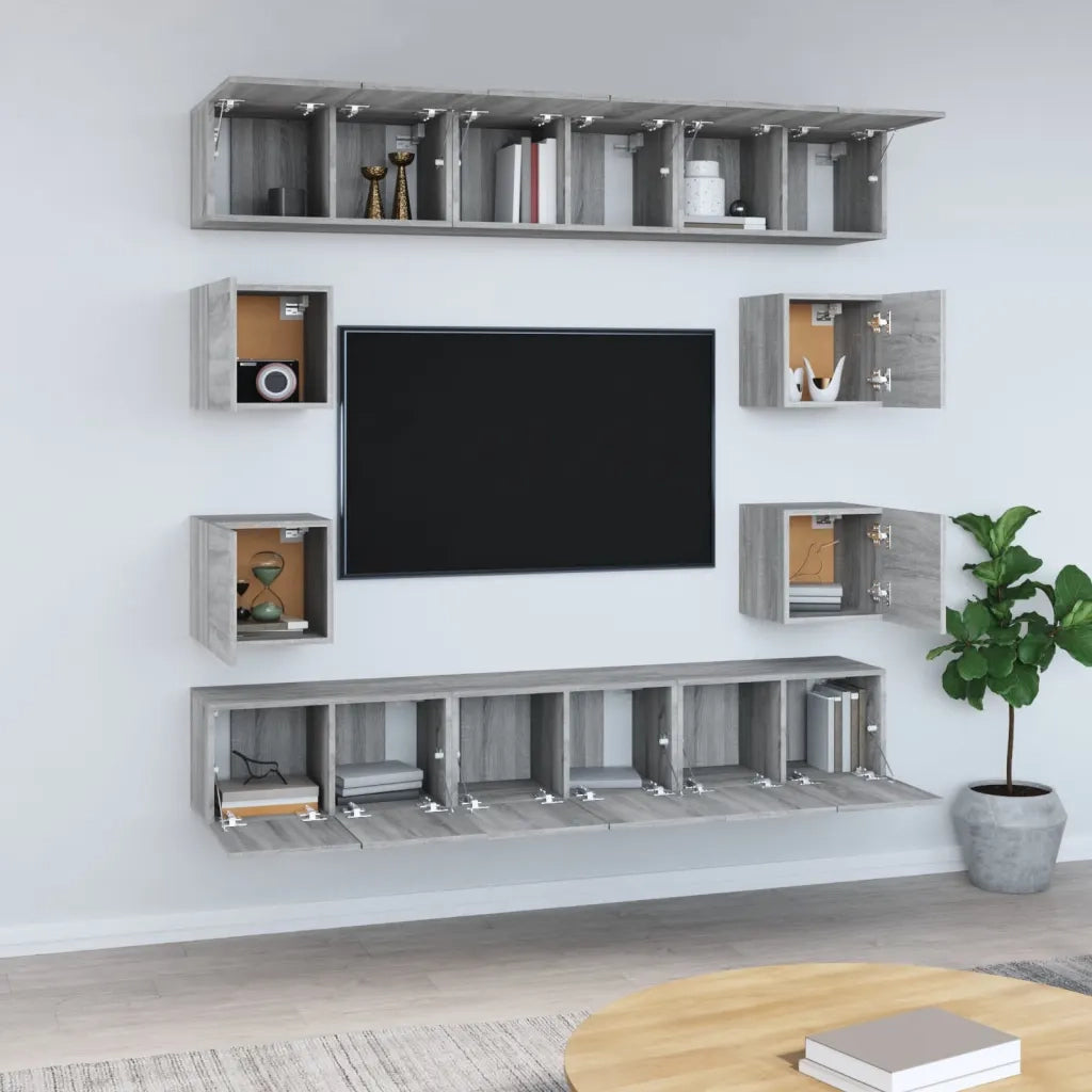 Set Mobili Porta TV 10 pz Grigio Sonoma in Legno Multistrato 3120216