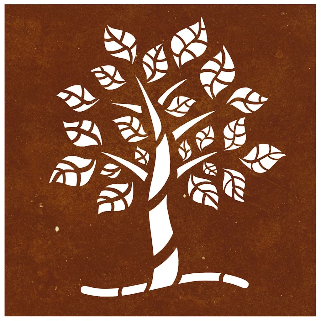 Decorazione Muro da Giardino 55x55 cm Albero in Acciaio Corten CFW9661912