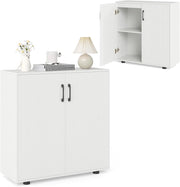 Credenza Cucina con 2 Ante, Mobile Buffet con Ripiano Regolabile, Armadio Dispensa in Legno Antiribaltamento, per Sala da Pranzo, Soggiorno, Ingresso, 80 x 31,5 x 82 cm (Bianco)