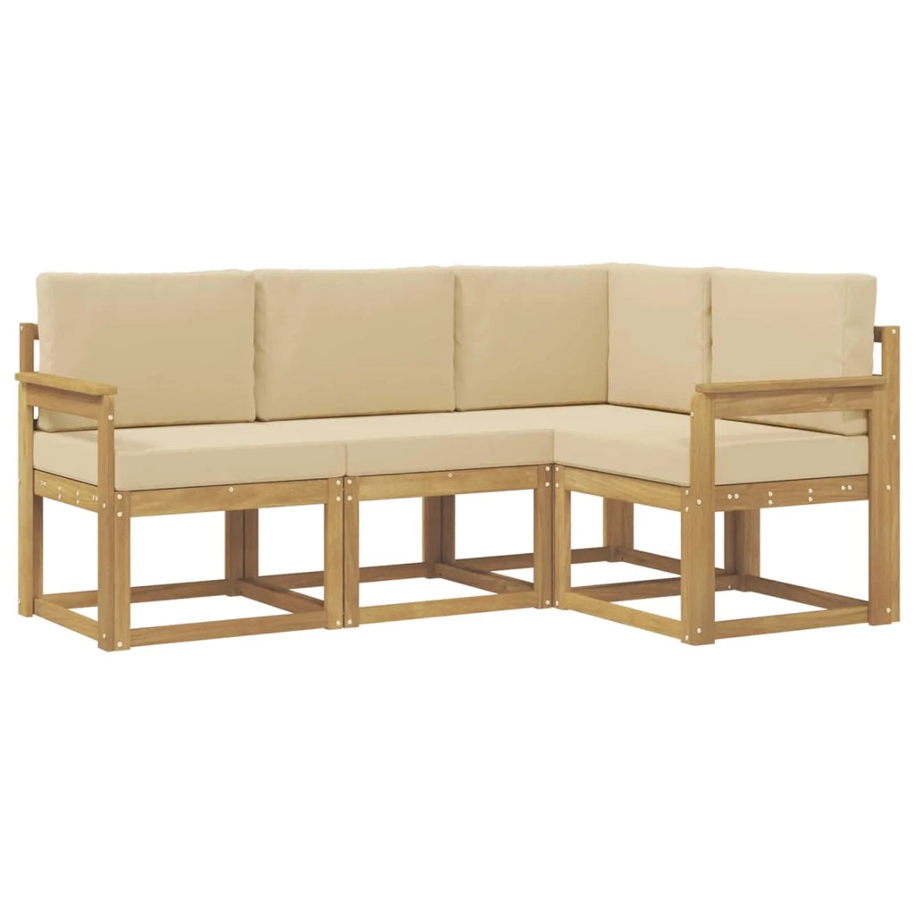 Set di divani da esterno con cuscino 4 pcs Bianco e Beige