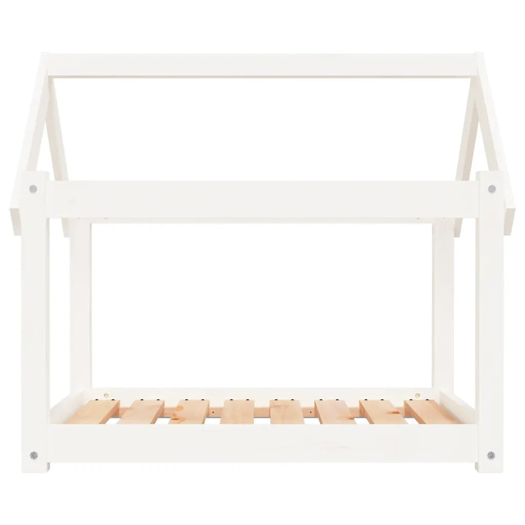 Cuccia per Cani Bianca 81x60x70 cm in Legno Massello di Pino
