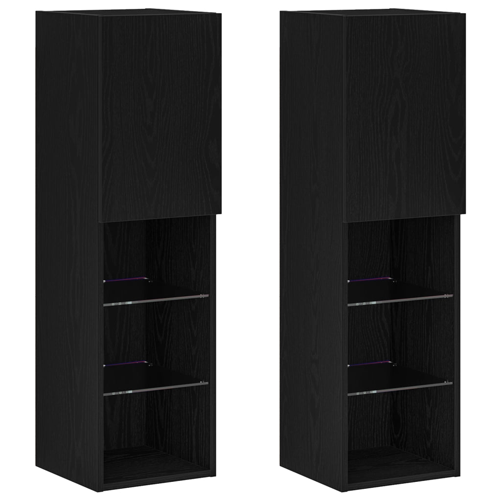 Cabinet per TV LED  2 pcs in Rovere Nero 30,5x30x102 cm in Legno Ingenerizzato