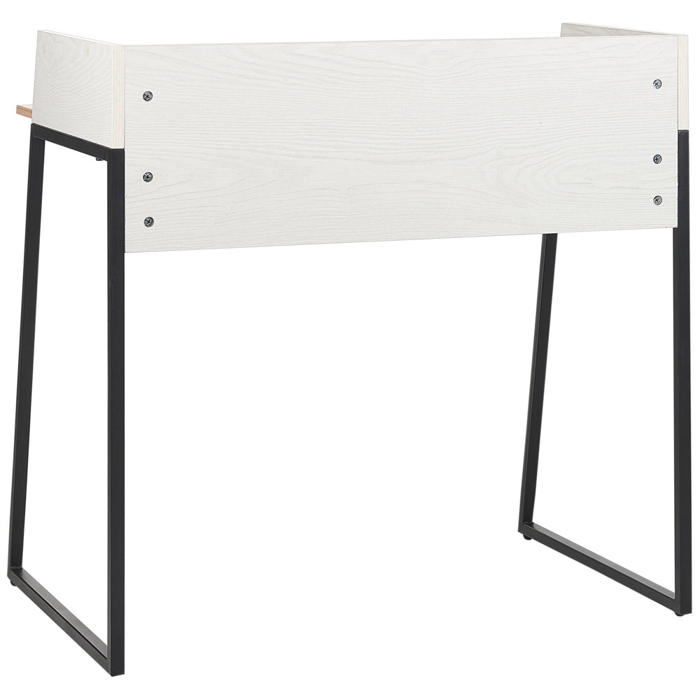 Scrivania per l'ufficio in legno chiaro e MDF bianco 90 x 60 cm con foro a occhiello