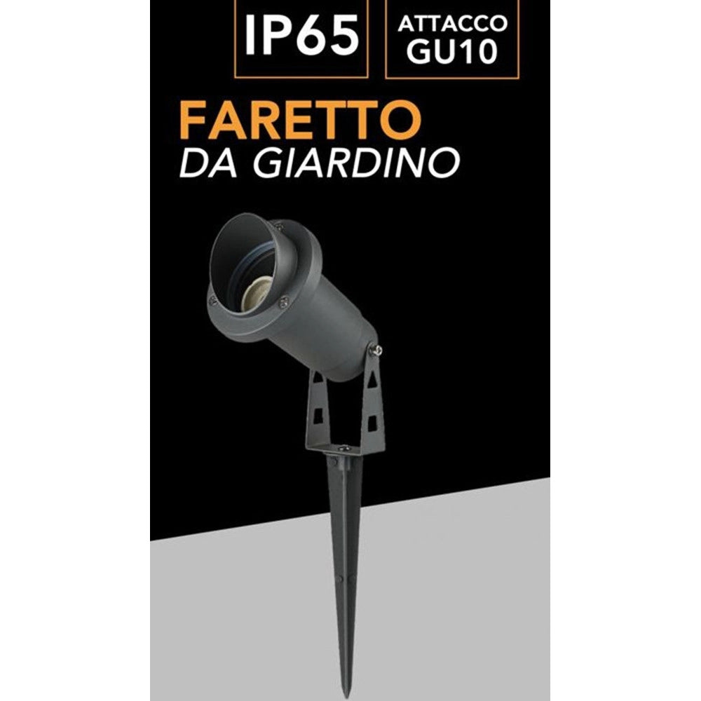 Trade Shop - Faretto Esterno Da Giardino Doppia Istallazione Con Picchetto Staffa Gu10 Ip65 Et-01 -