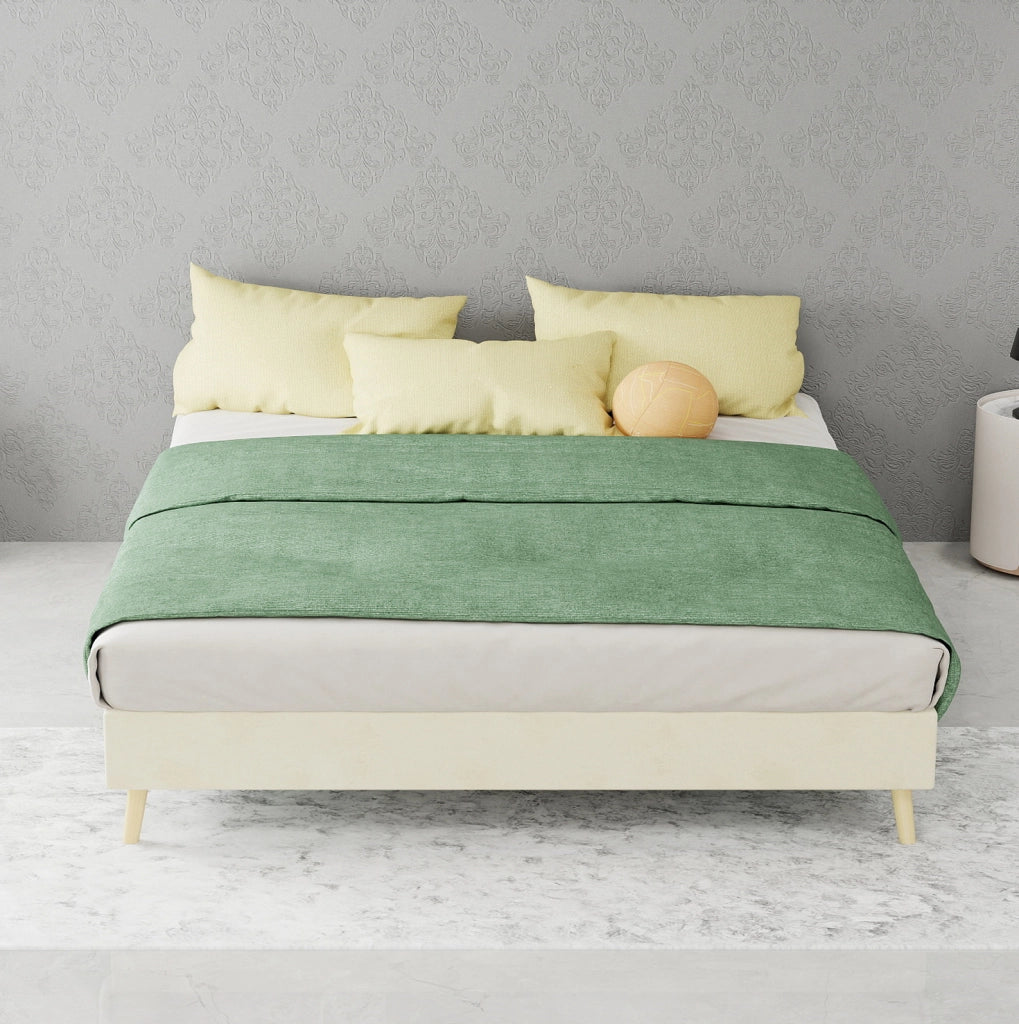 Letto matrimoniale 140 x 200 cm in velluto olandese beige