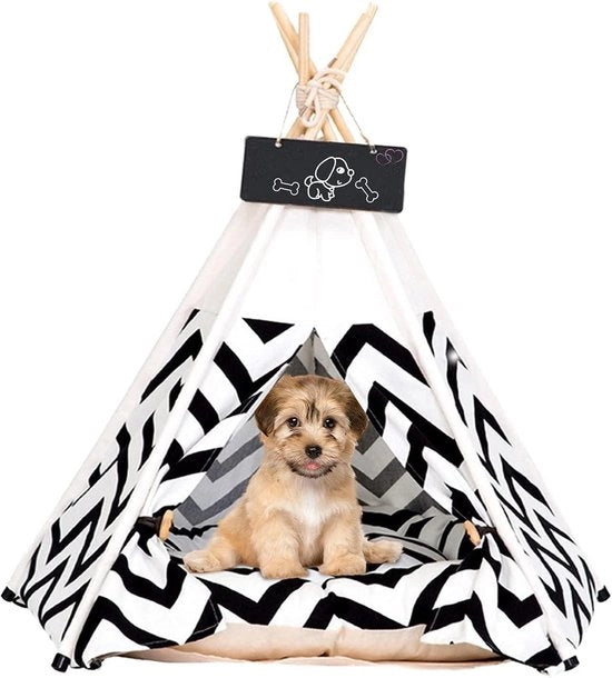 Tenda per animali - tenda per cani e gatti con cuscino a doppia faccia - letto per animali rimovibile e lavabile - letto per cani apribile 50 x 50 x 70 cm