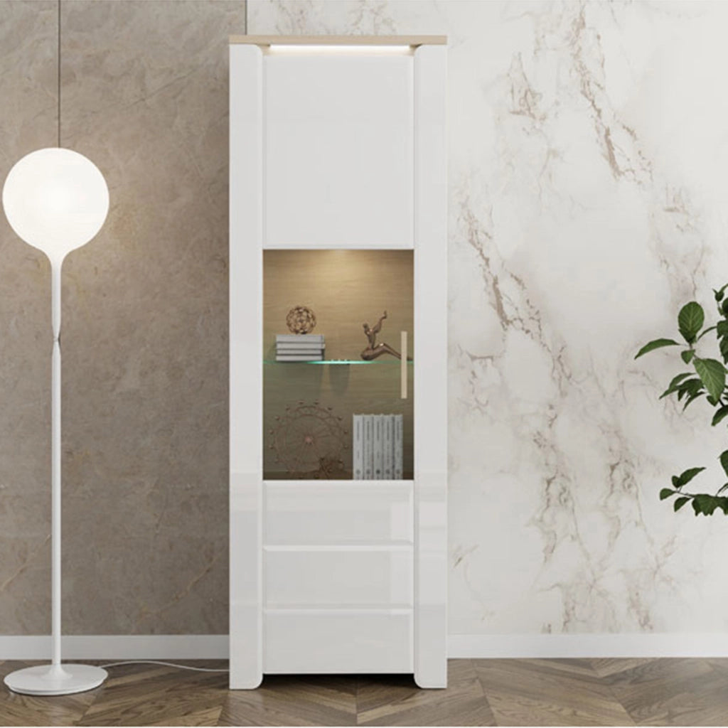 Mobile Espositore Cibiana, Vetrina 5 Ripiani, 64x35x194h cm Marrone Rovere