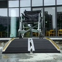 Rampa per Sedia a Rotelle Pieghevole e Antiscivolo in Alluminio, 152x73cm, Capacità 272kg