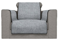 Copridivano con Copri Braccioli Seduta 60 cm in Poliestere Grigio Scuro