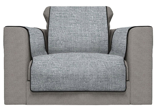 Copridivano con Copri Braccioli Seduta 60 cm in Poliestere Grigio Scuro