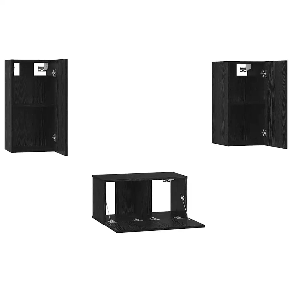 vidaXL Set mobile TV 3 pcs Rovere nero 60 x 30 x 30 cm