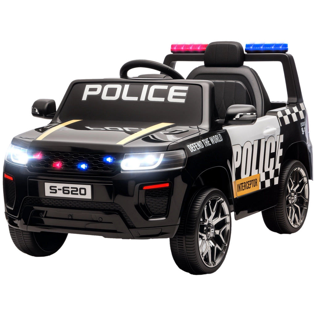 Auto Polizia Bambini Elettrica 12V ¨C zephmum ¨C Nero con Telecomando e Luci