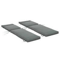 Set di 2 Materassi per Chaise Longue e Lettino Prendisole con Cinghie di Fissaggio per Giardino, 196L x 55P cm, Grigio scuro