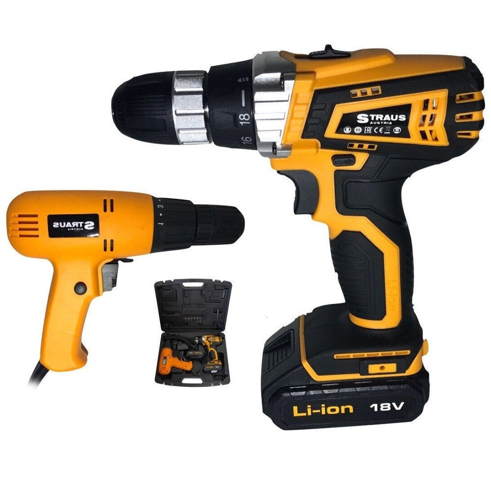 Trade Shop - Set 2pz Trapano Elettrico 710w + Avvitatore Doppia Batteria 18v Accessori Iw017 -