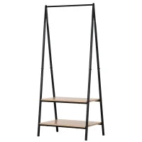Stand Appendiabiti Guardaroba, Stile Contemporaneo, 2 Ripiani, in MDF e Acciaio, 64L x 43l x 149H cm, Nero