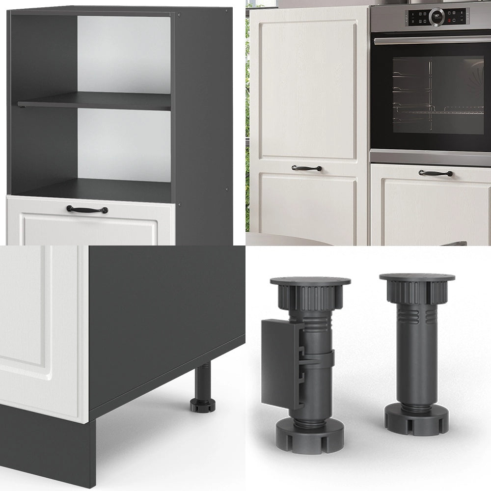 Cucine componibili piccole R-Line Bianco rustico/Antracite 180 cm senza piano di lavoro Vicco