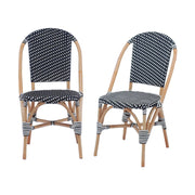 Set di 2 sedie bistrot in rattan e polyrattan, nero