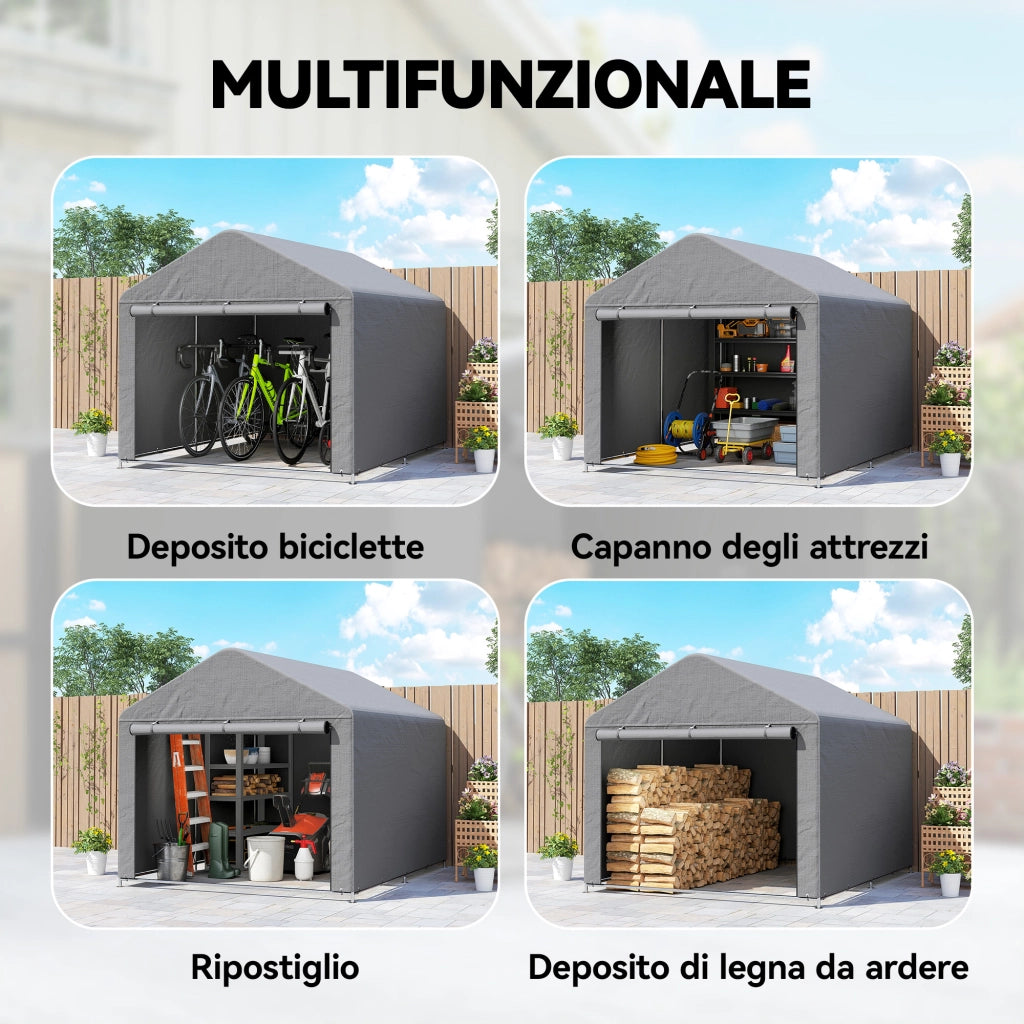 Capanno da Giardino ¨C zephmum ¨C Grigio Chiaro 2x2.4 m Metallo