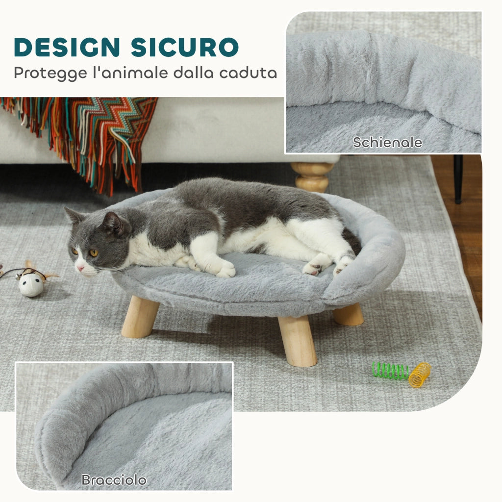 Cuccia Divanetto per Cani e Gatti Sfoderabile ¨C Minimal ¨C Grigio 47x40x20 cm