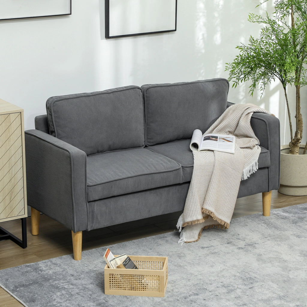 Divano 2 posti con contenitore ¨C Xylo ¨C Tessuto effetto velluto grigio, legno, 140x63x79 cm